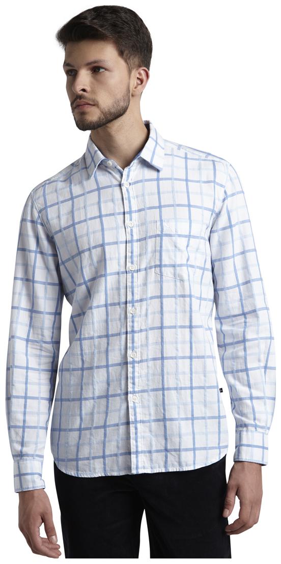 

Parx Men Blue Checked Slim Fit Casual Shirt