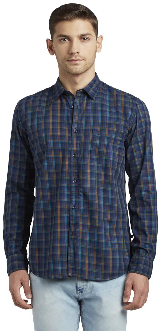 

Parx Men Blue Checked Slim Fit Casual Shirt