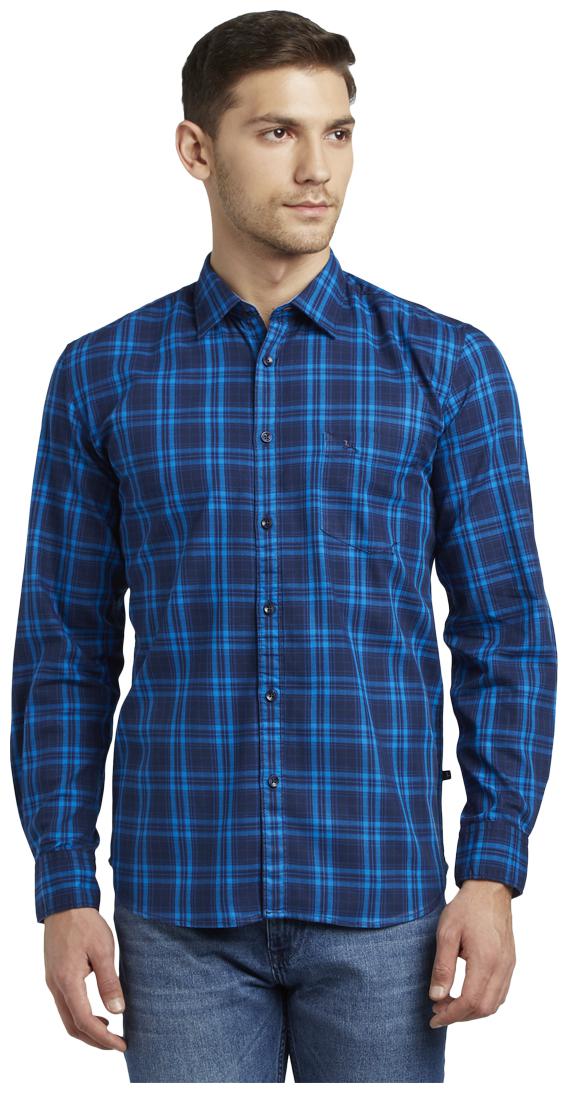 

Parx Men Blue Checked Slim Fit Casual Shirt