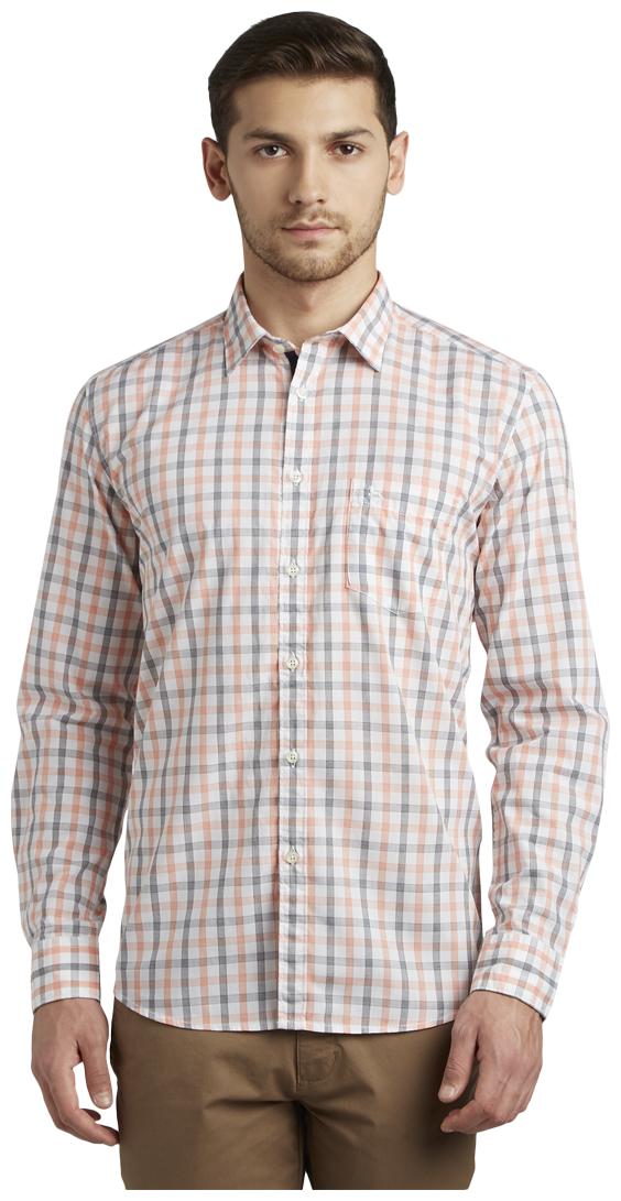 

Parx Men Orange Checked Slim Fit Casual Shirt