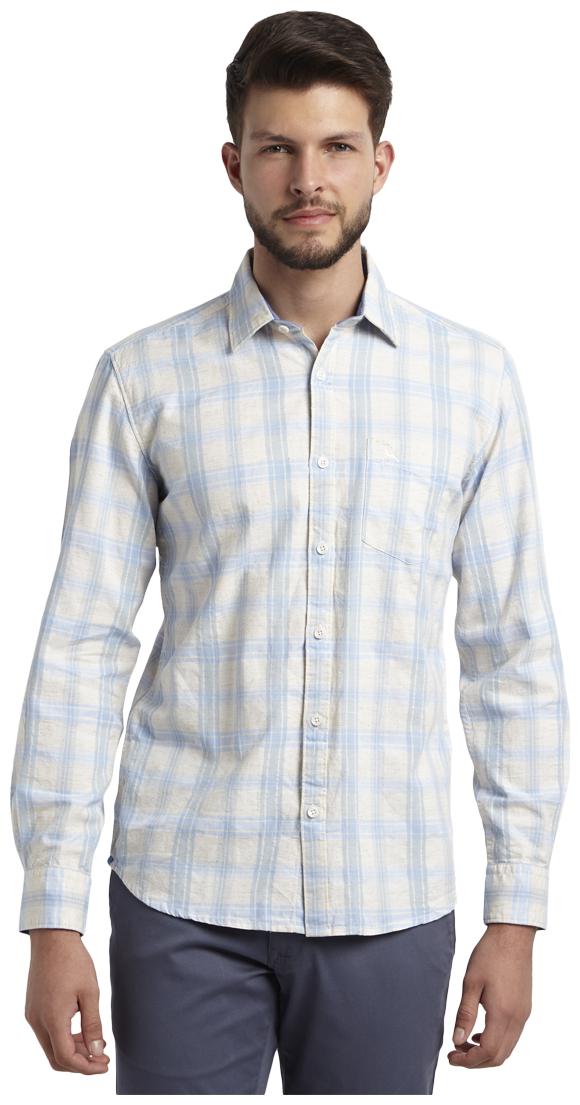 

Parx Men Blue Checked Slim Fit Casual Shirt