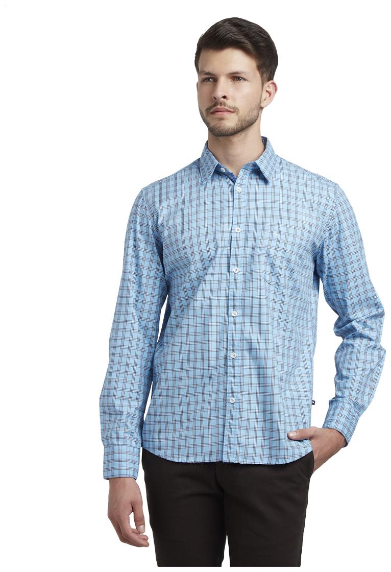 

Parx Men Blue Checked Regular Fit Casual Shirt