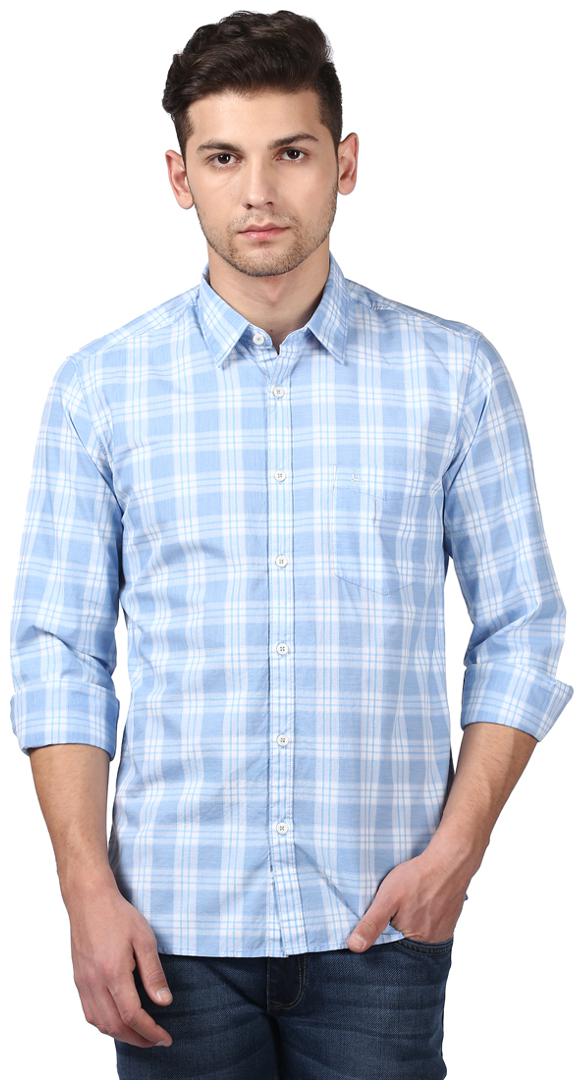 

Parx Men Blue Checked Slim Fit Casual Shirt