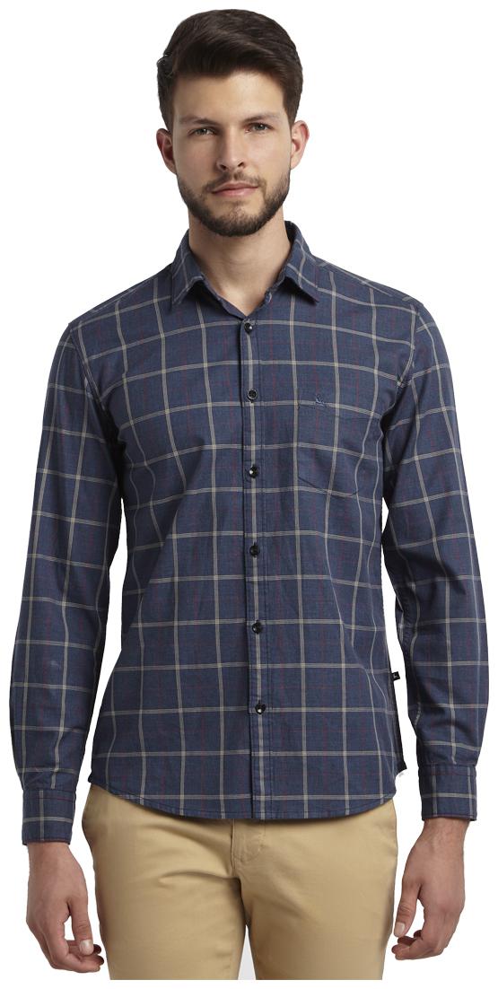 

Parx Men Blue Checked Slim Fit Casual Shirt
