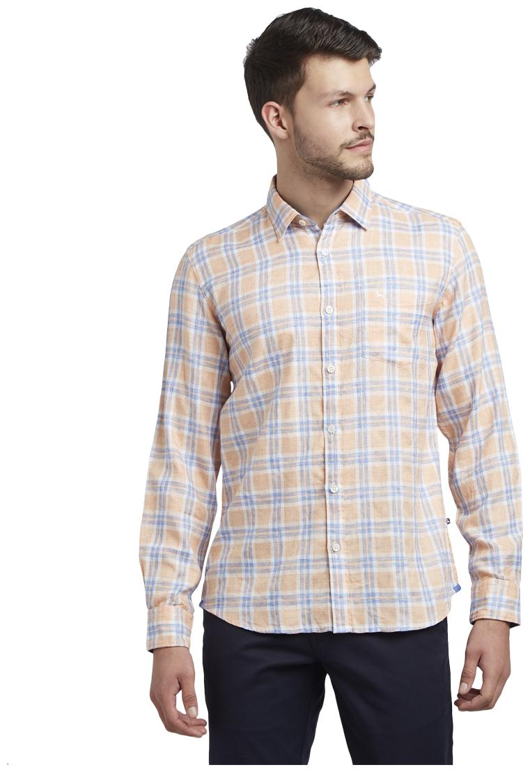 

Parx Men Orange Checked Slim Fit Casual Shirt