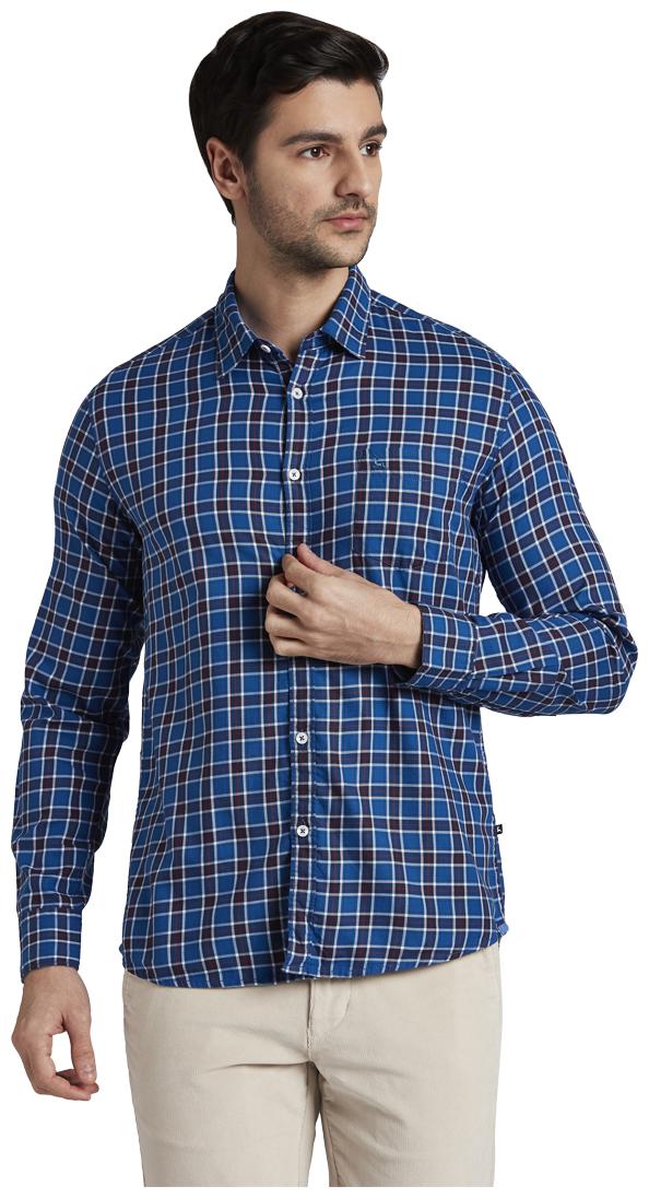 

Parx Men Blue Checked Slim Fit Casual Shirt