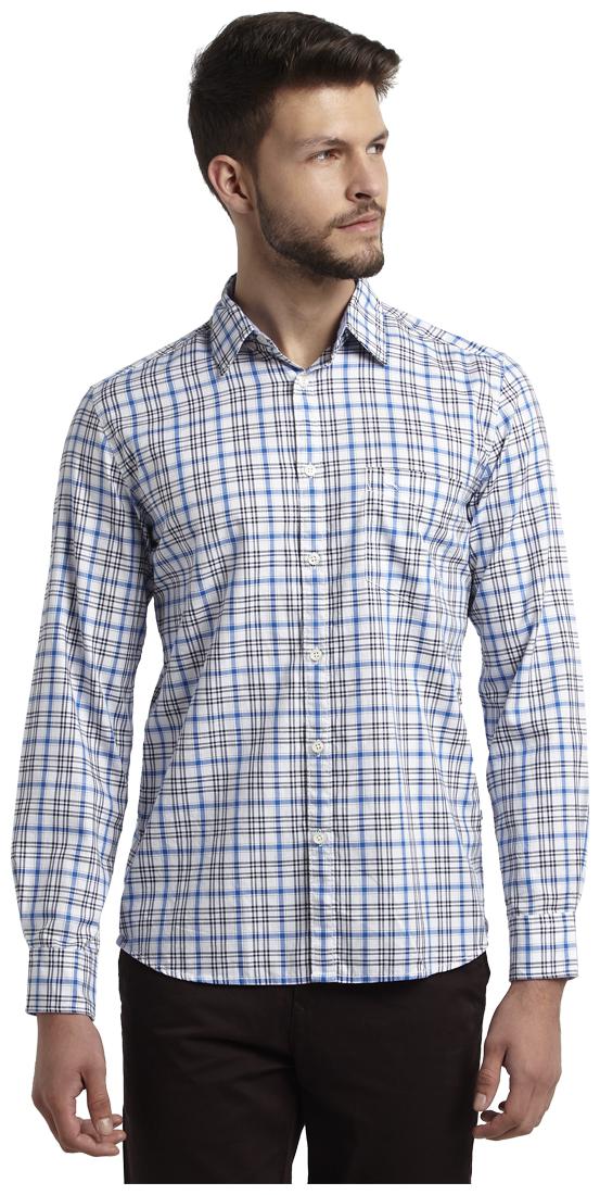

Parx Men Blue Checked Slim Fit Casual Shirt