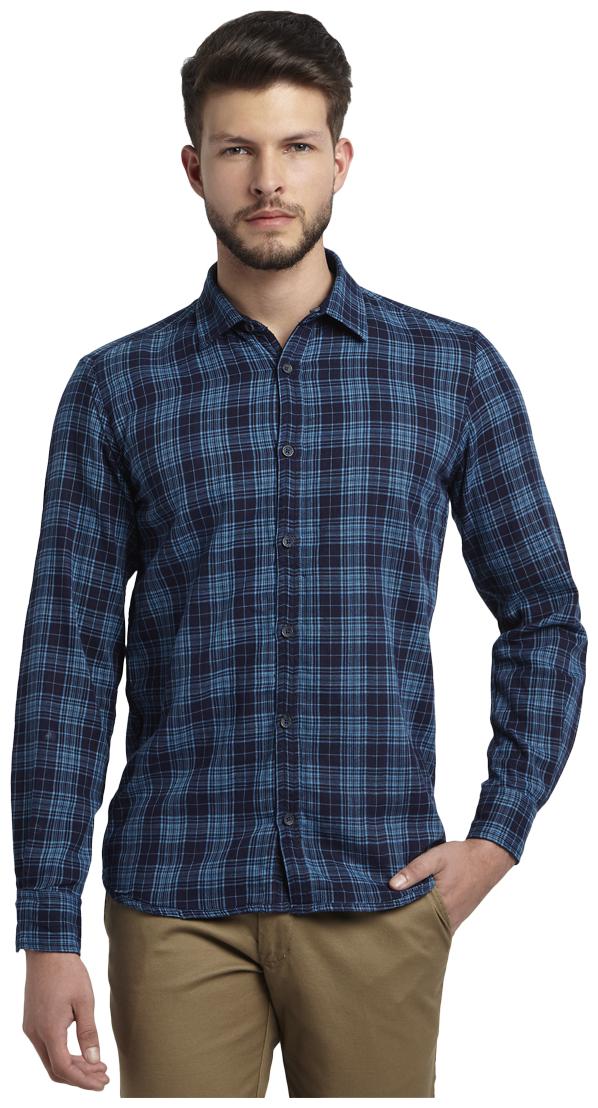 

Parx Men Blue Checked Slim Fit Casual Shirt