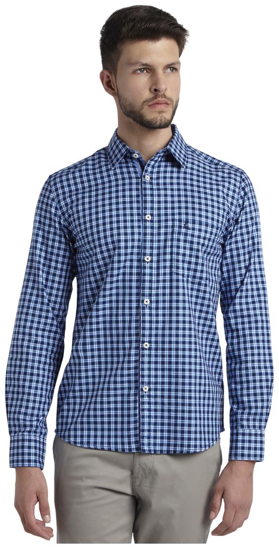

Parx Men Blue Checked Slim Fit Casual Shirt