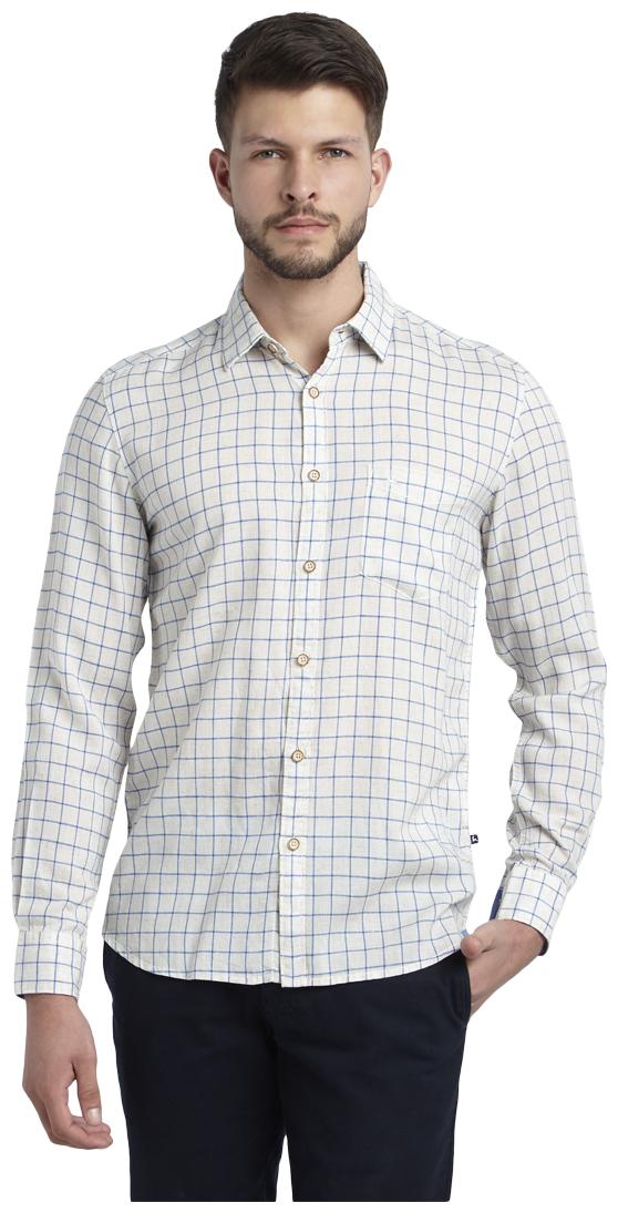 

Parx Men Blue Checked Slim Fit Casual Shirt