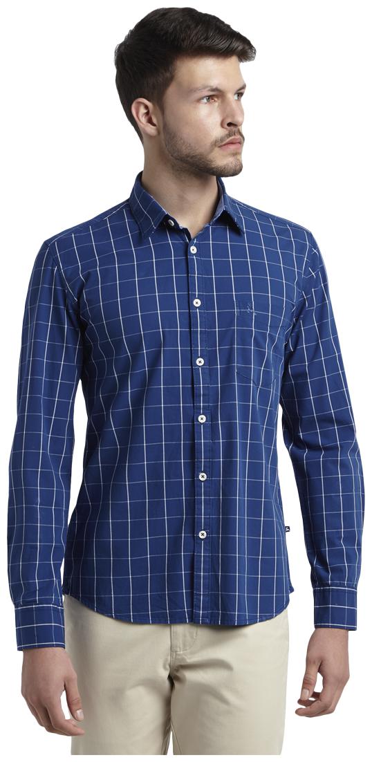 

Parx Men Blue Checked Slim Fit Casual Shirt