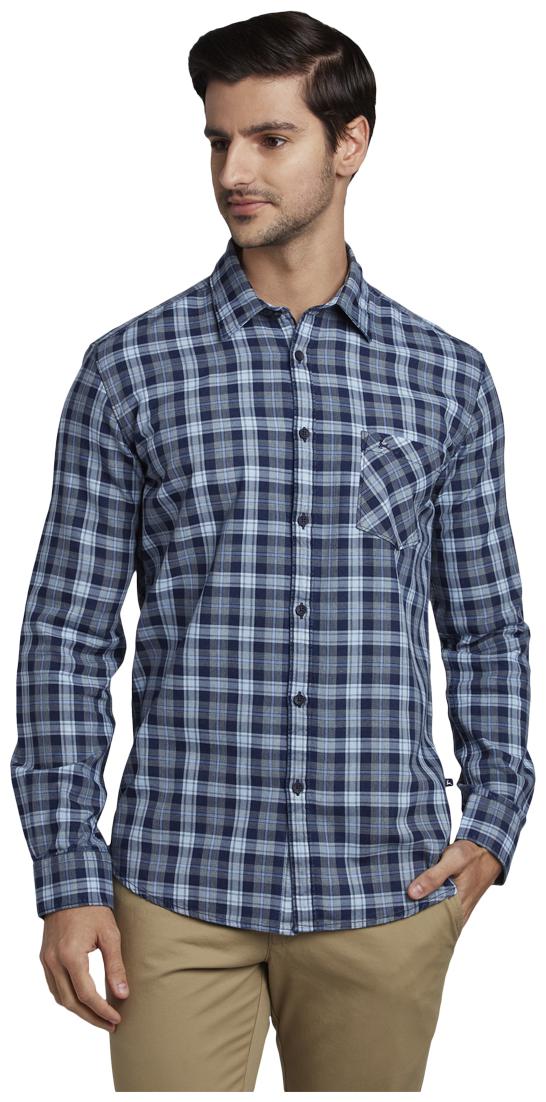 

Parx Men Blue Checked Slim Fit Casual Shirt
