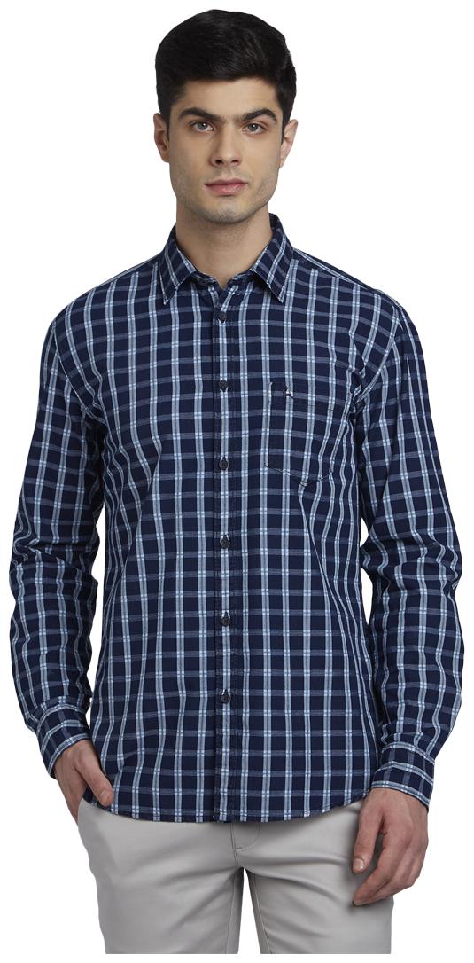 

Parx Men Blue Checked Slim Fit Casual Shirt