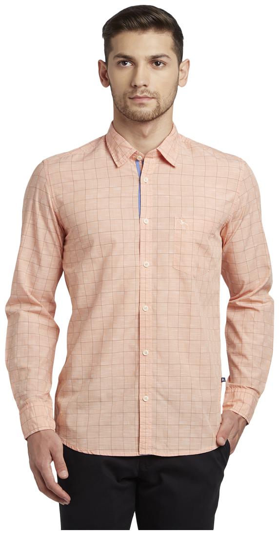 

Parx Men Orange Checked Slim Fit Casual Shirt