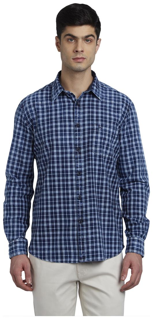 

Parx Men Blue Checked Slim Fit Casual Shirt