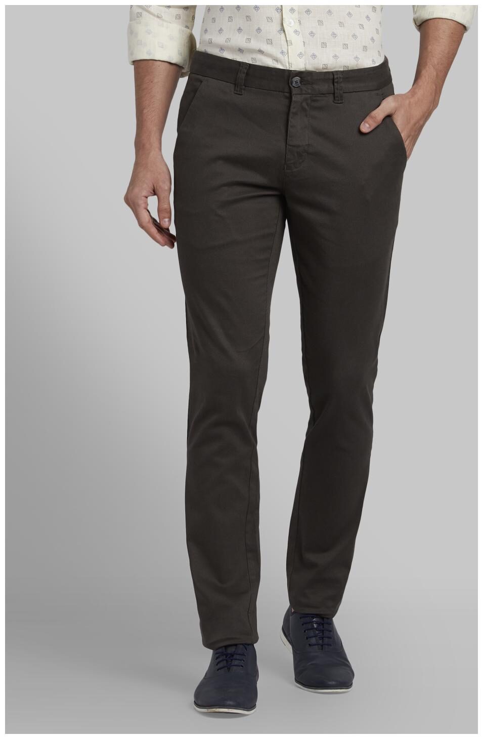 Buy Parx Men Grey Printed Tapered fit Regular trousers Online at Low ...