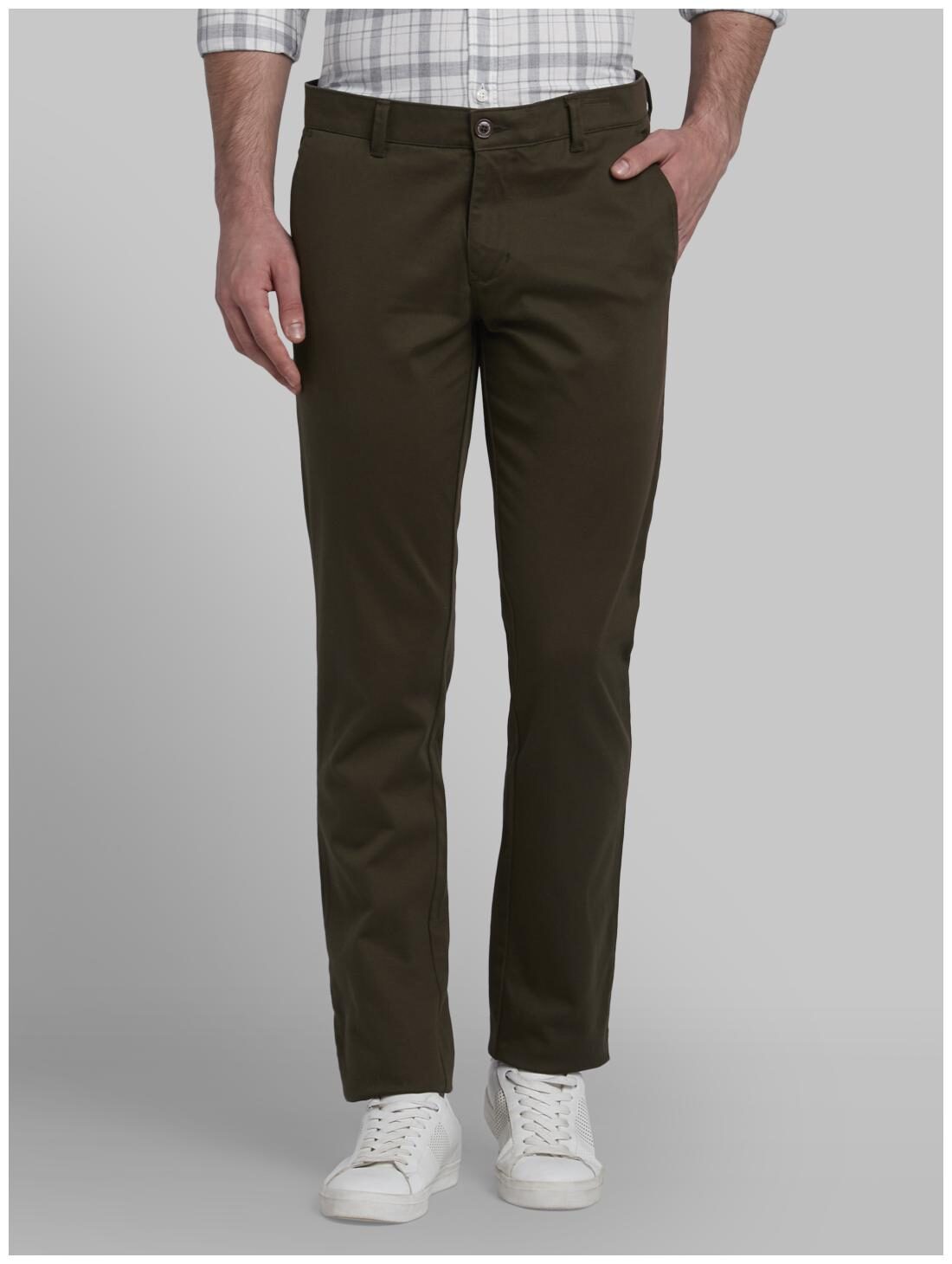 

Parx Men Green Solid Tapered fit Regular trousers