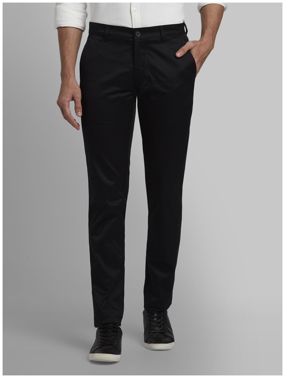 

Parx Men Black Solid Slim fit Regular trousers