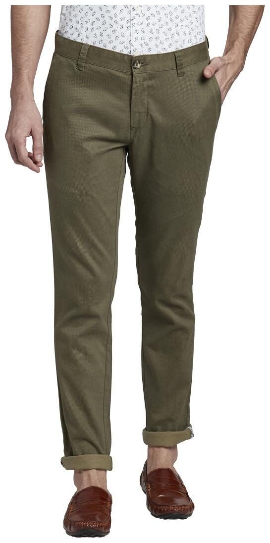 

Parx Men Green Solid Slim fit Regular trousers