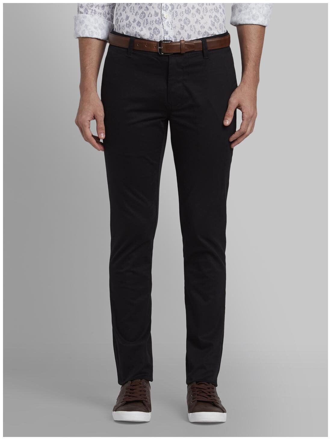 

Parx Men Black Solid Slim fit Regular trousers