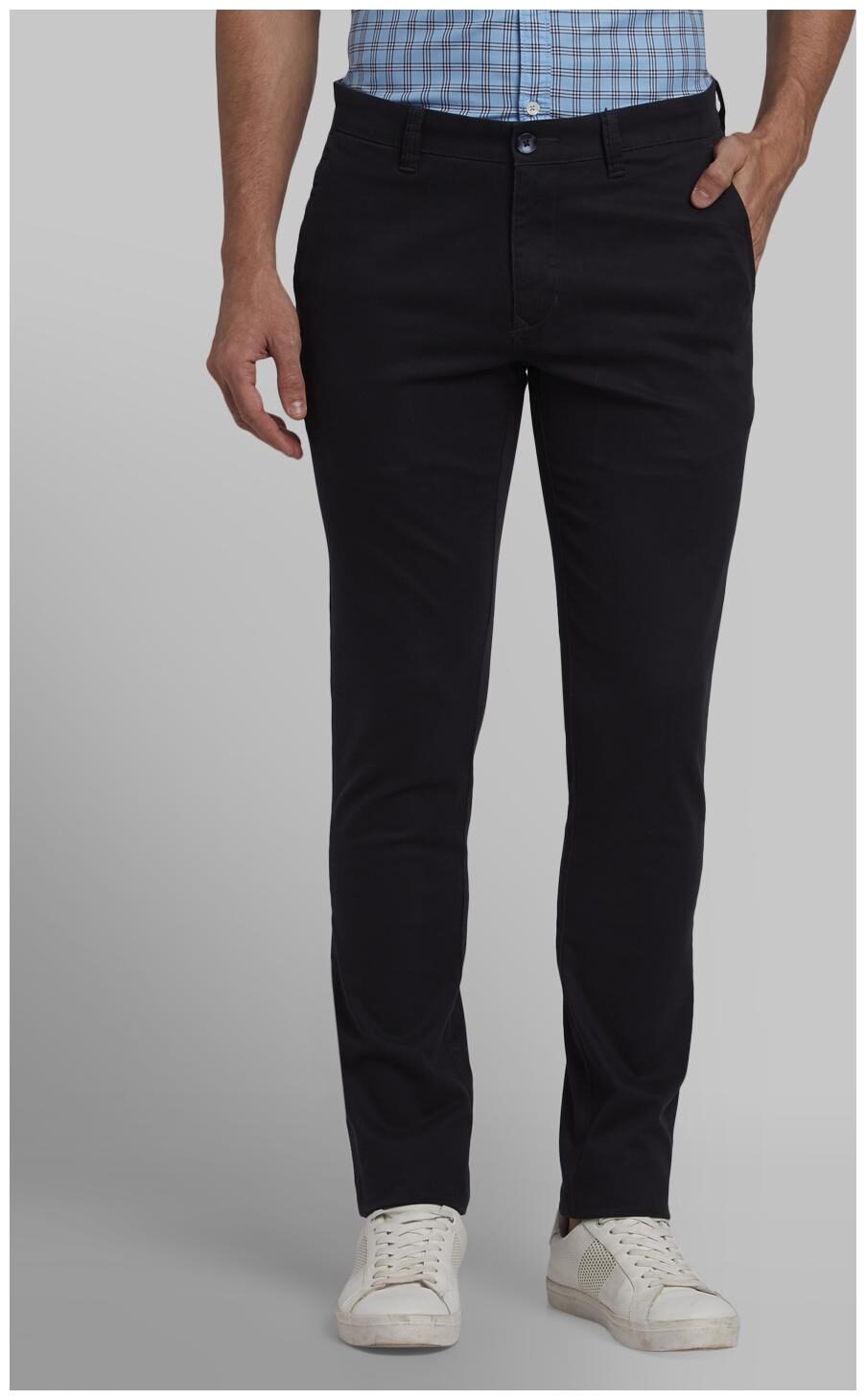 

Parx Men Blue Solid Slim fit Regular trousers