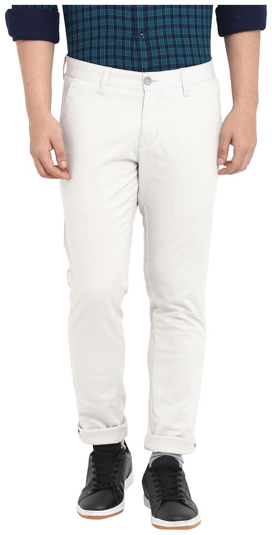 

Parx Men White Solid Tapered fit Regular trousers