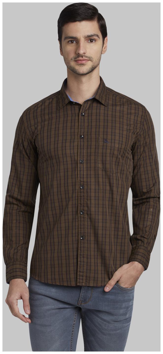 

Parx Men Brown Checked Slim Fit Casual Shirt