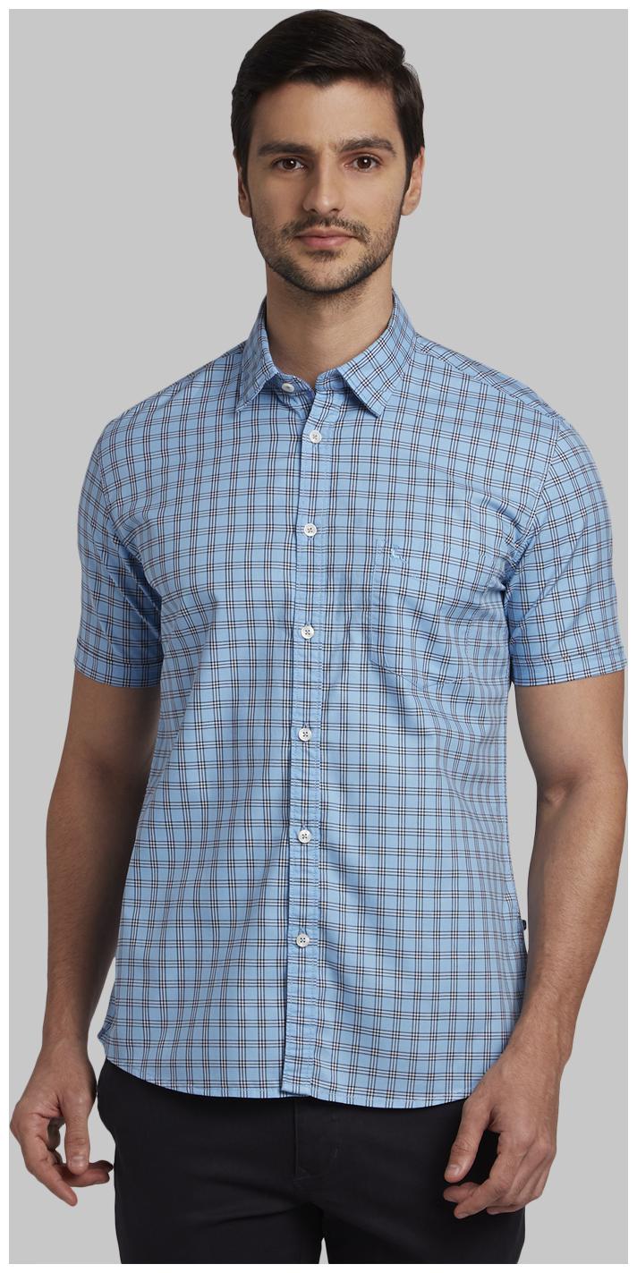 

Parx Men Blue Checked Slim Fit Casual Shirt