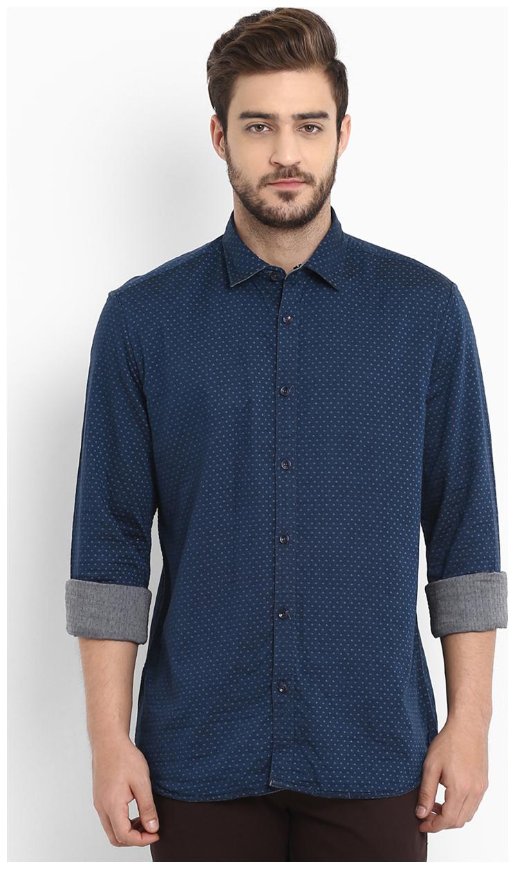 

Parx Men Blue Printed Slim Fit Casual Shirt
