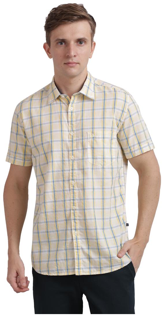 

Parx Men Yellow Checked Regular Fit Casual Shirt