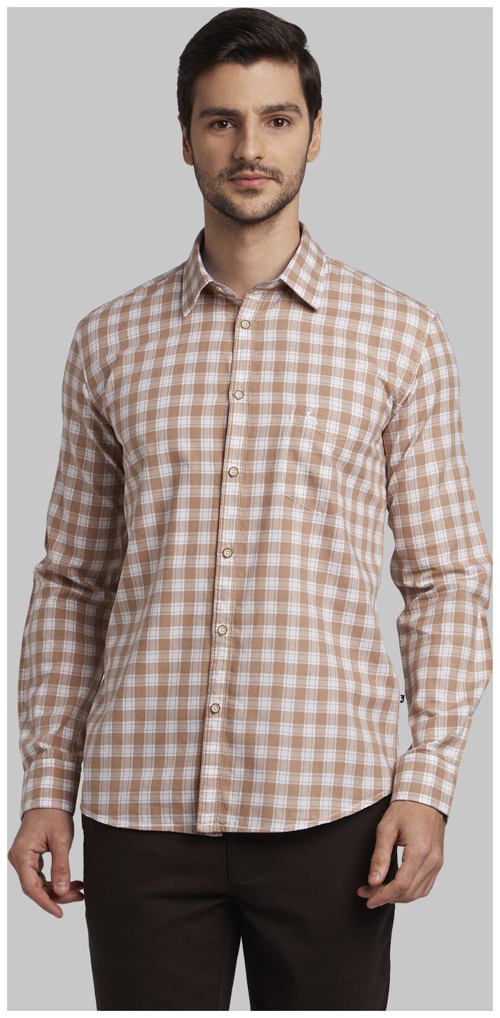 

Parx Men Brown Checked Slim Fit Casual Shirt