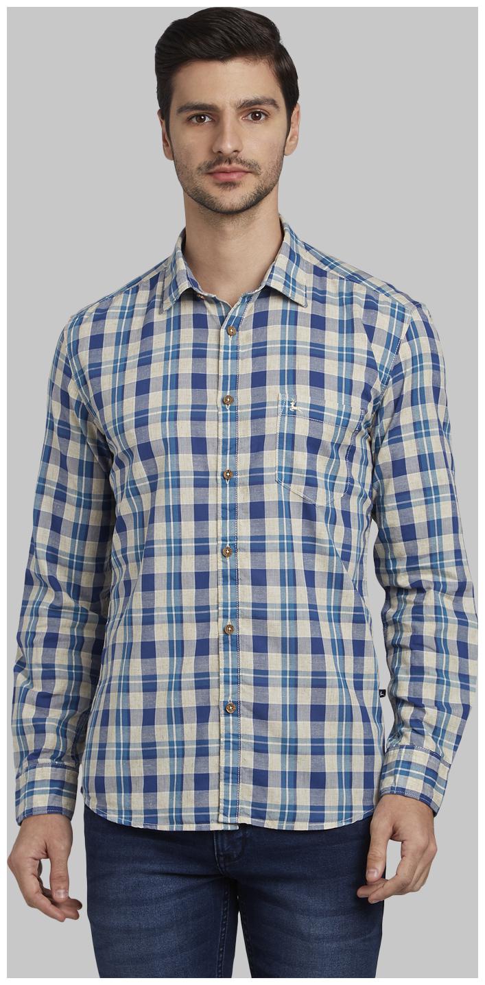 

Parx Men Blue Checked Slim Fit Casual Shirt