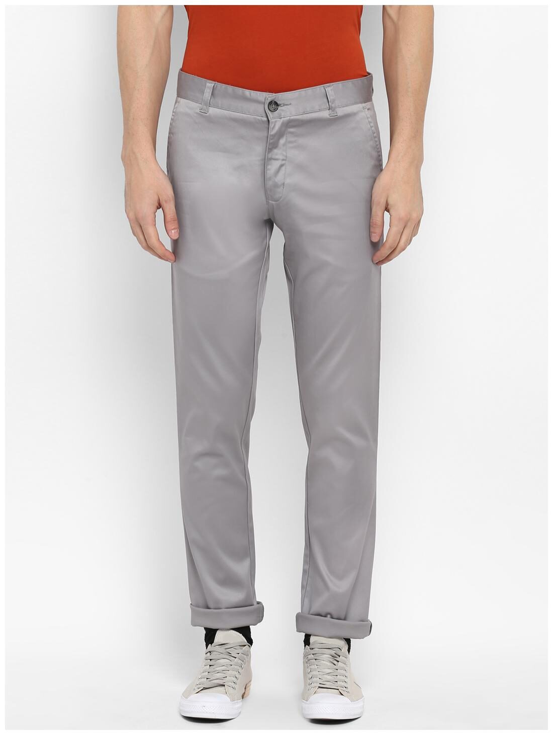 

Parx Men Grey Solid Tapered fit Regular trousers