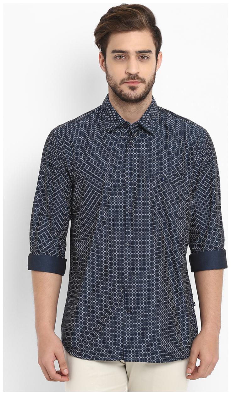 

Parx Men Blue Printed Slim Fit Casual Shirt