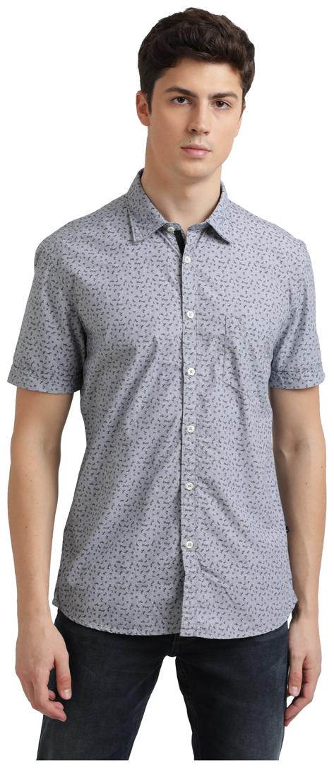 

Parx Men Grey Printed Regular Fit Casual Shirt