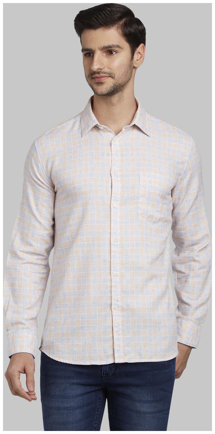 

Parx Men Orange Blue Checked Slim Fit Casual Shirt