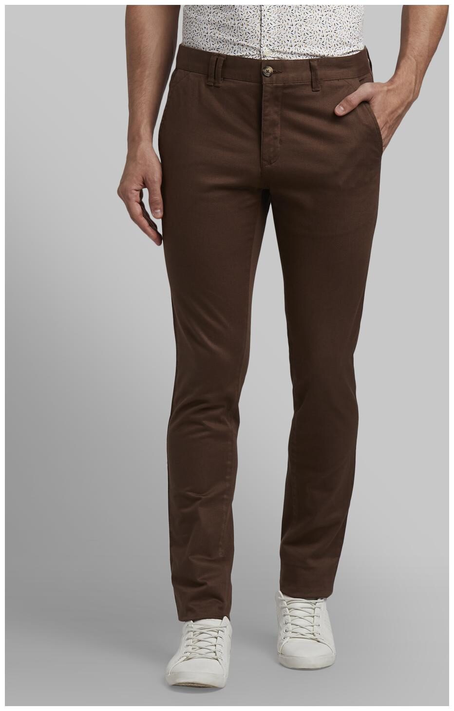 

Parx Men Brown Solid Slim fit Regular trousers