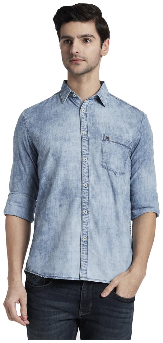 

Parx Men Blue Solid Slim Fit Casual Shirt