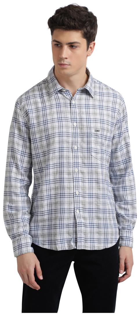 

Parx Men Blue Checked Regular Fit Casual Shirt