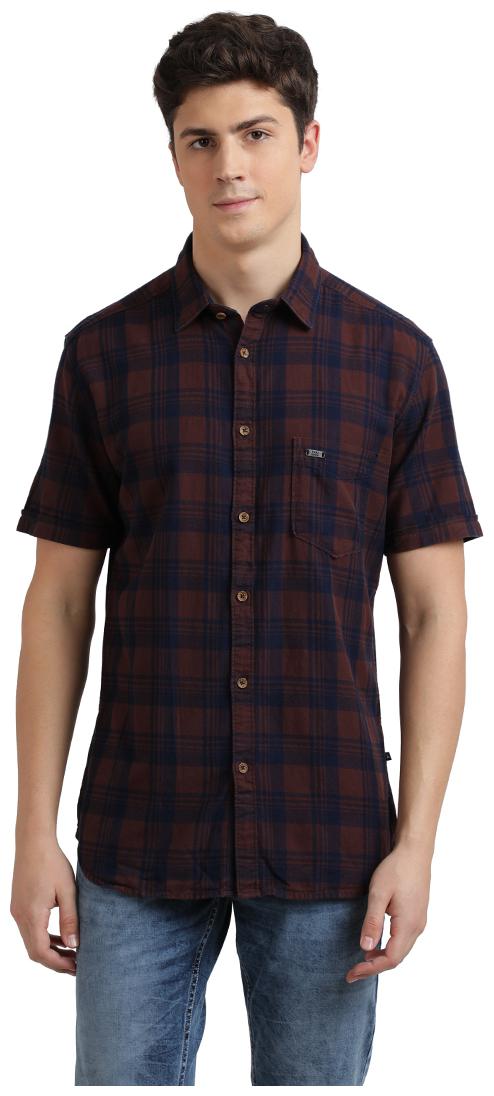 

Parx Men Brown Checked Regular Fit Casual Shirt