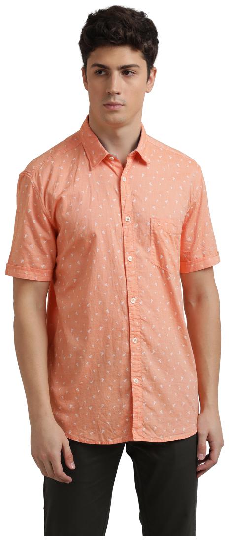 

Parx Men Orange Printed Regular Fit Casual Shirt