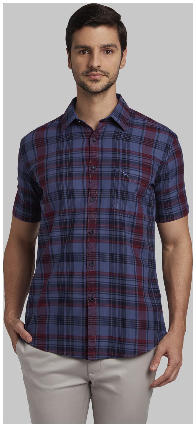 

Parx Men Blue Checked Slim Fit Casual Shirt