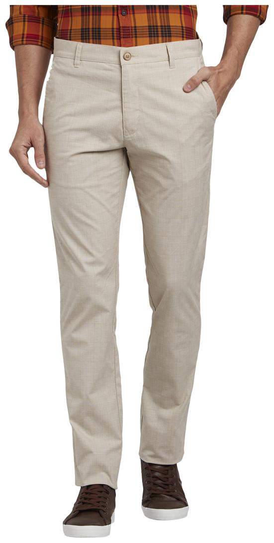 

Parx Men Beige Checked Slim fit Regular trousers