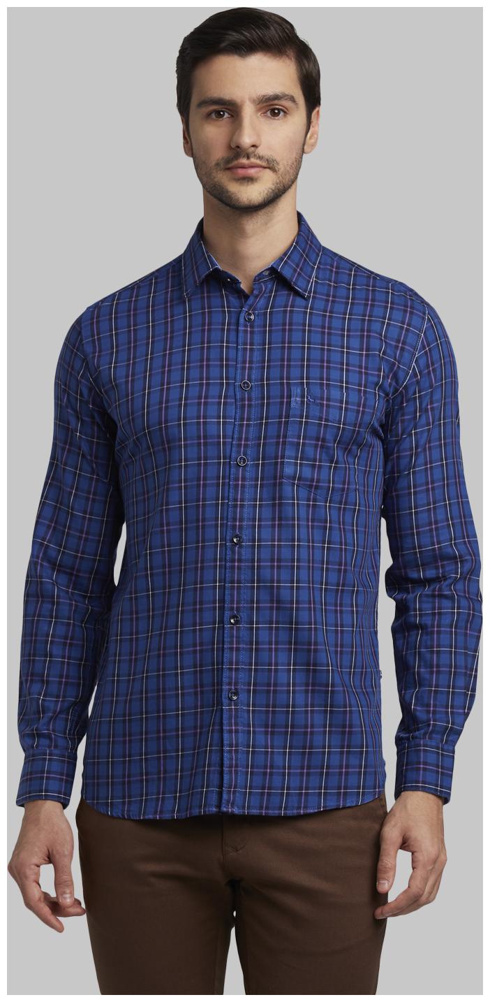 

Parx Men Blue Checked Slim Fit Casual Shirt