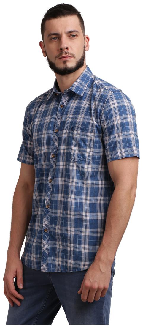 

Parx Men Blue Checked Regular Fit Casual Shirt