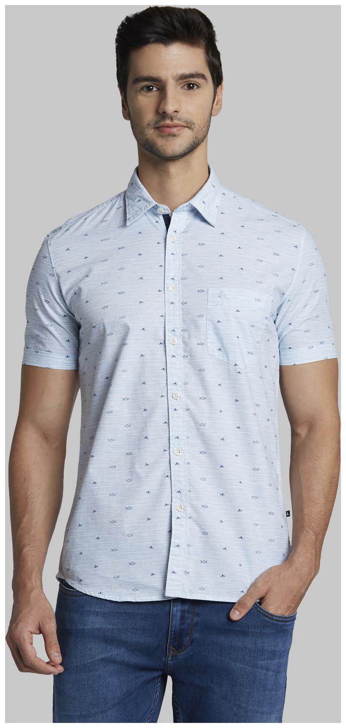 

Parx Men Blue Printed Slim Fit Casual Shirt