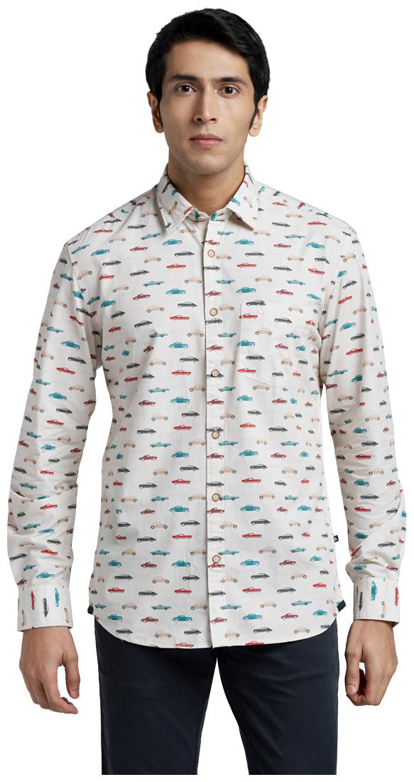 

Parx Men White Printed Regular Fit Casual Shirt