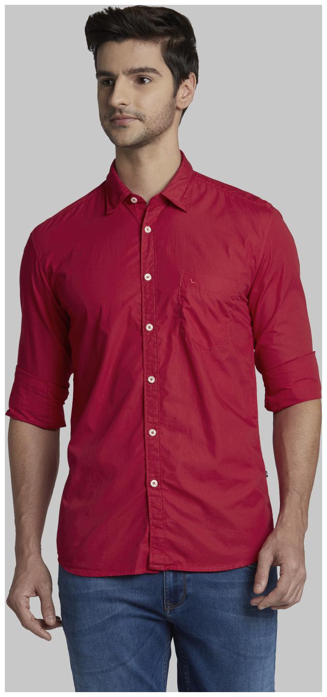 

Parx Men Red Solid Slim Fit Casual Shirt