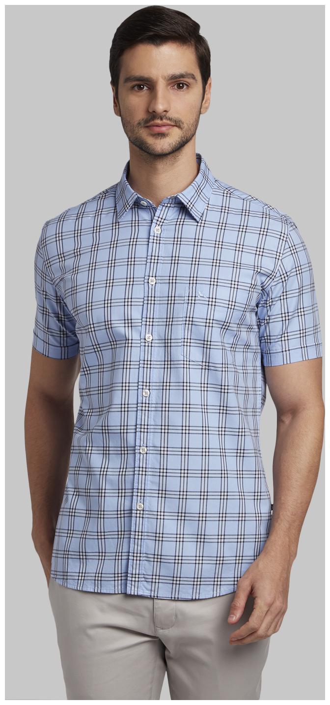 

Parx Men Blue Checked Slim Fit Casual Shirt