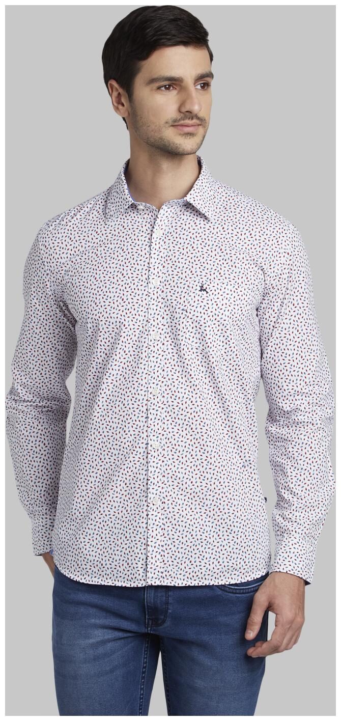 

Parx Men White Floral Slim Fit Casual Shirt
